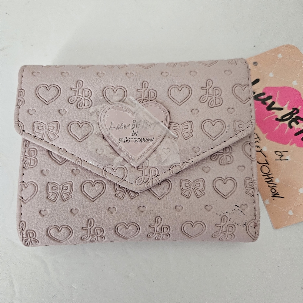 Betsey Johnson Pink Heart Embossed Wallet